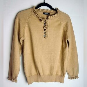 ❗️ BTFBM feminine tan ruffle crew neck sweater size small